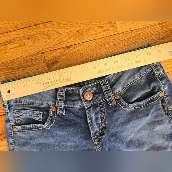 Silver Jeans Womens 28 Blue Suki Capri Denim Pants Thick Stitch Embroidered - Picture 14 of 14